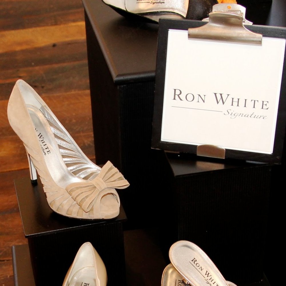 RON WHITE Jayla Tan Suede & Mesh Bow Peep Toe Pumps - Picture 8 of 9